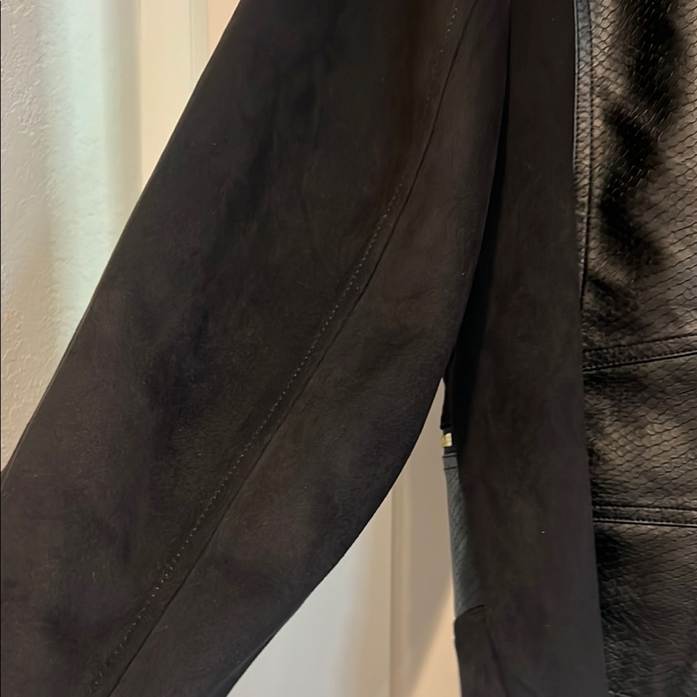Michael Kors Black Leather Jacket with Gold Accents - Picture 4 of 4